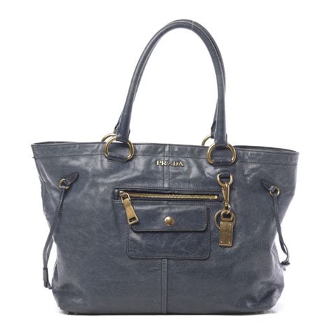 PRADA Vitello Shine Tote Denim 669416 